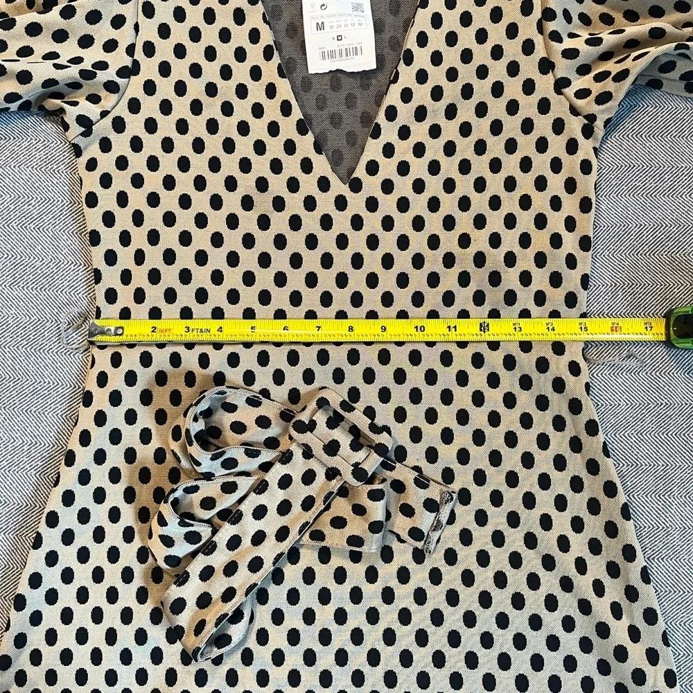 NWT Zara Belted Polka Dot Dress Size Medium